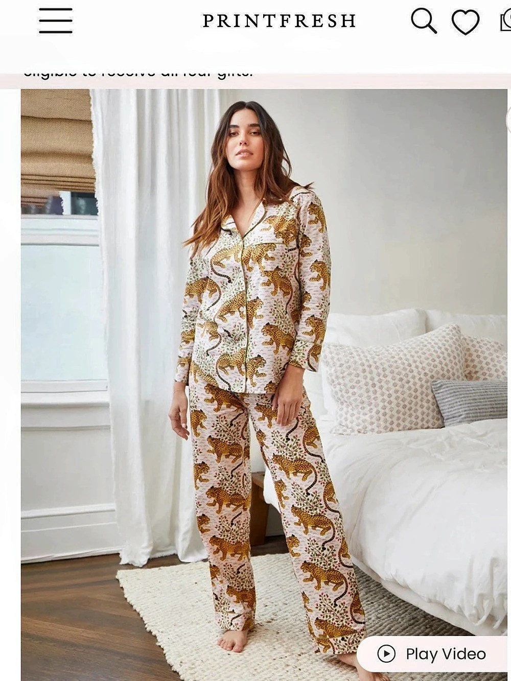 Printfresh Bagheera Long PJ Set Leopard Pajamas White & Brown XS